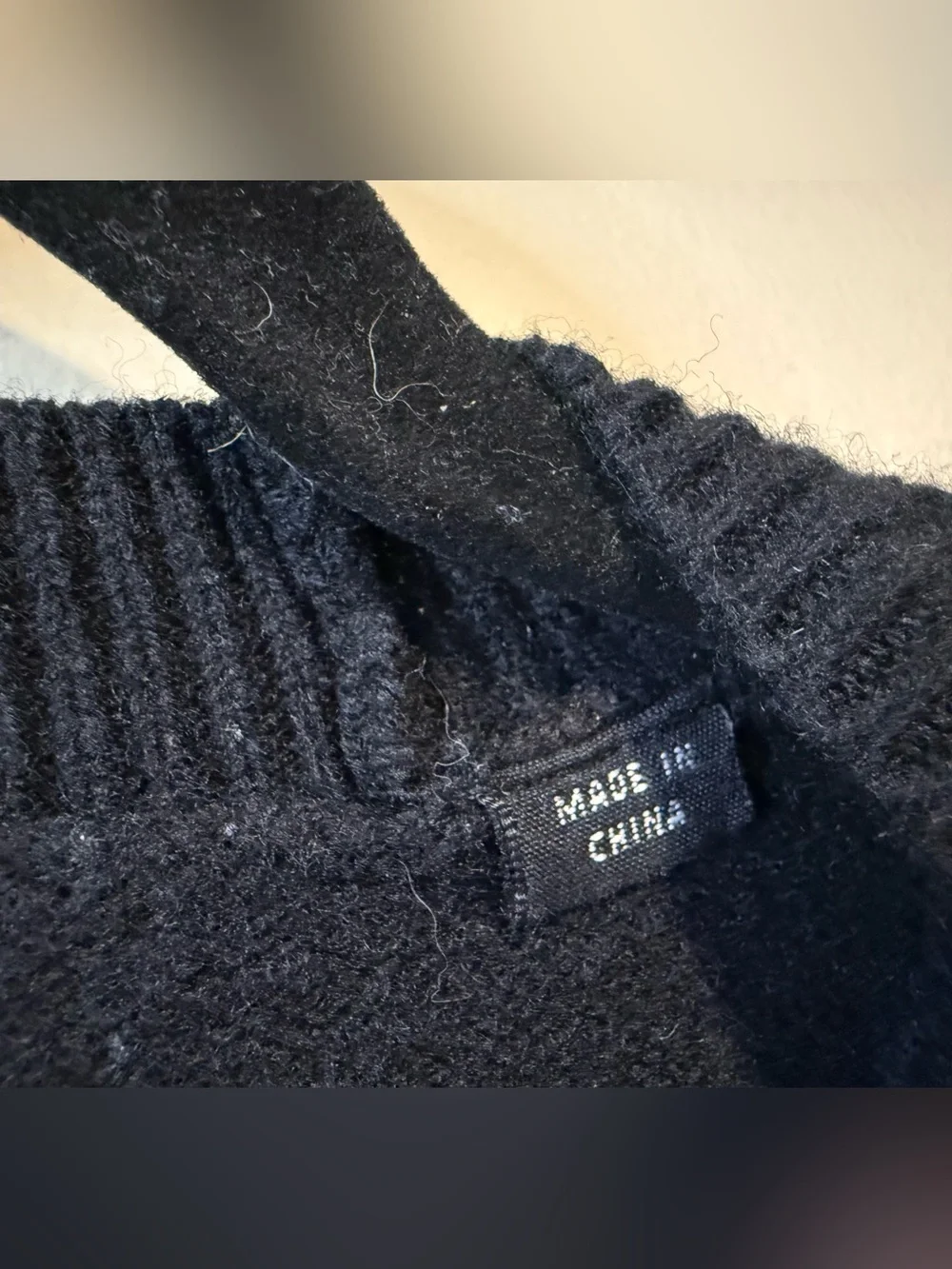 Men's Black Crewneck Sweater with White Mountain Stitch Detail
